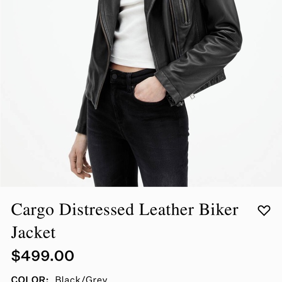 AllSaints cargo leather distress jacket US 4 UK 8 - Picture 4 of 4
